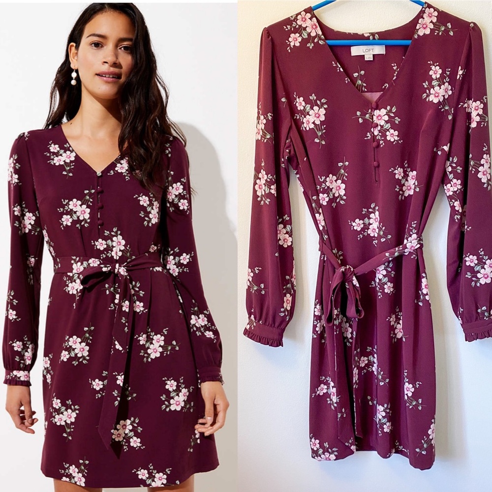 Loft maroon floral dress